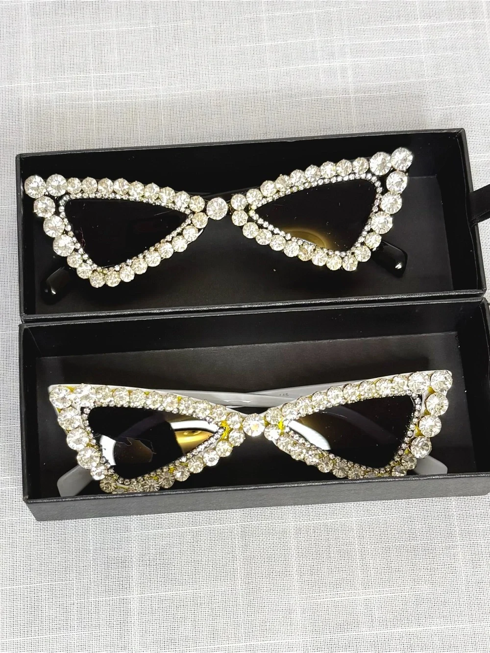 Rhinestone Cat Eye Sunglasses Bundle Black & White Statement Shades - Picture 1 of 9